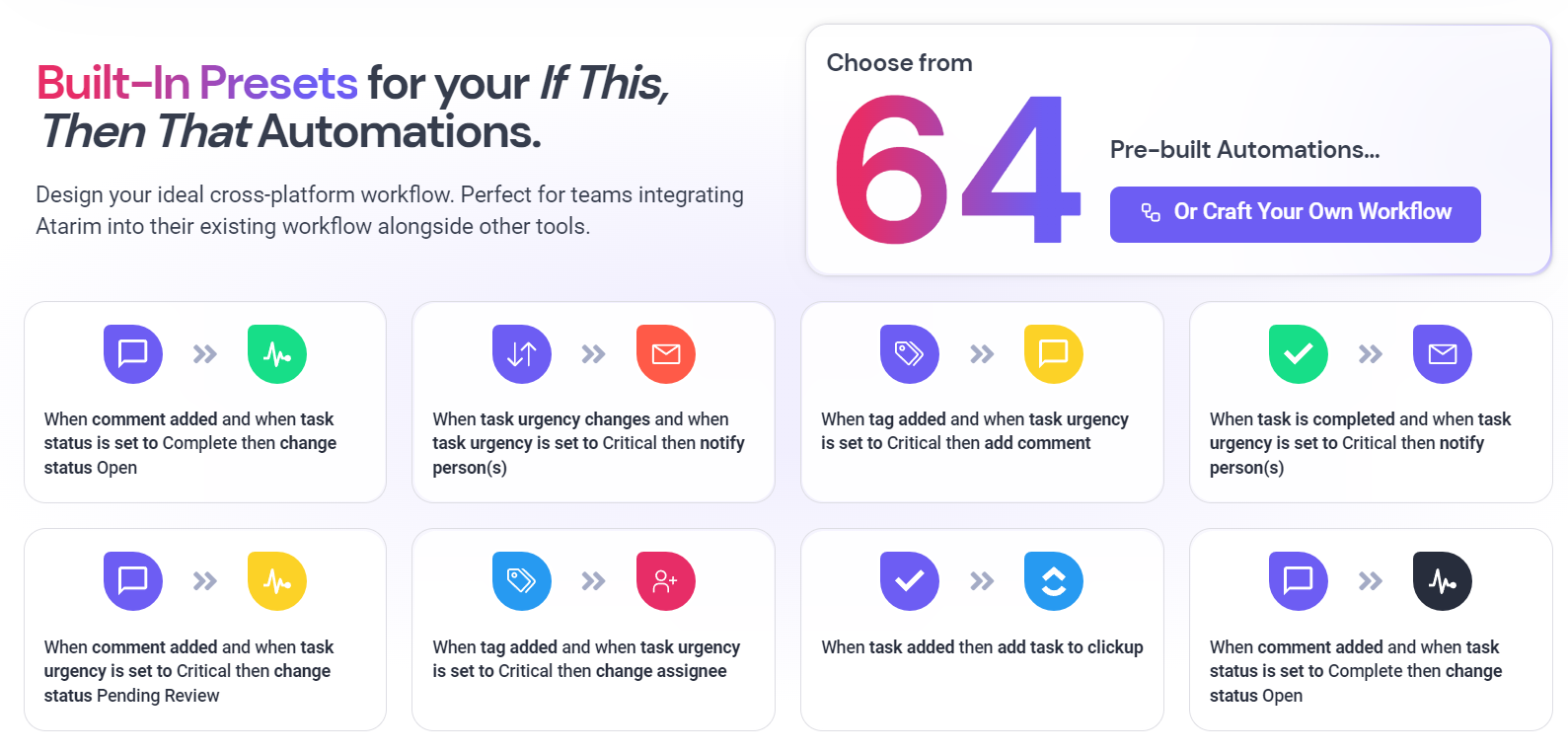 Built-in presents for 'if-this-then-that' automations