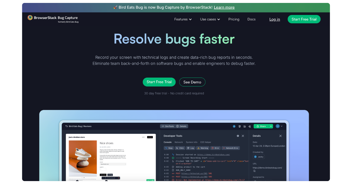 Bird Eats Bug - Website Bug Reporting Tool