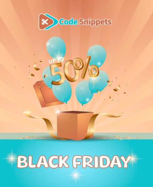 Code Snippets Pro WordPress code management tool logo for Black Friday 2024 sale