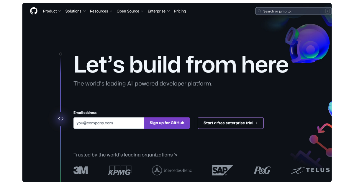 GitHub version control platform for developer productivity showcasing code repository and branching features
