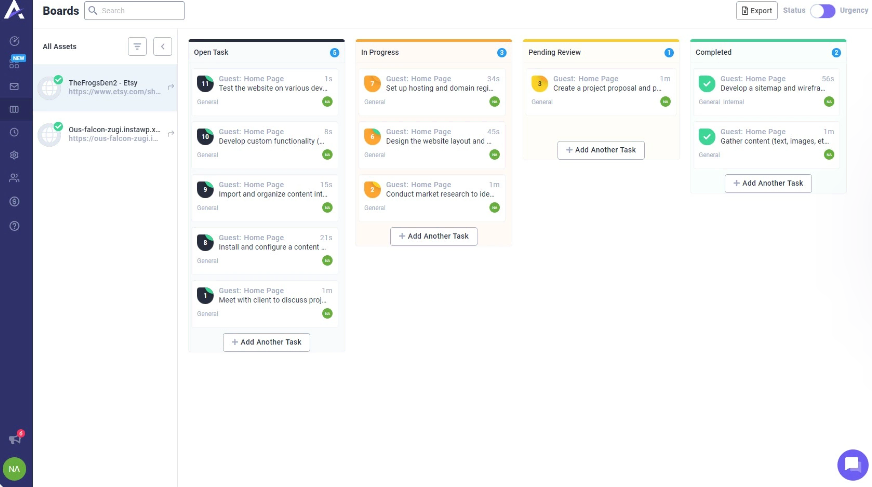 Kanban board in Atarim