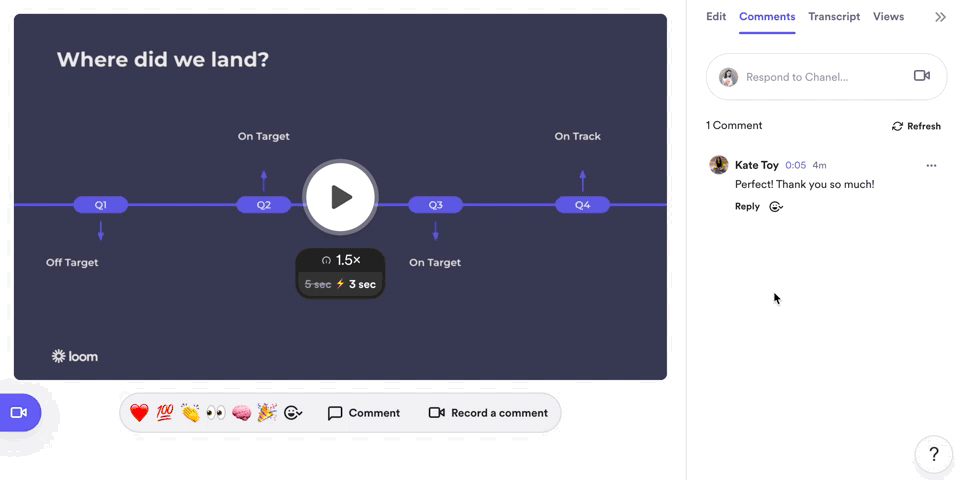 Loom reply with emojis