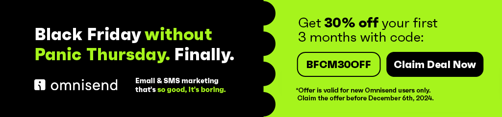 Omnisend email marketing platform logo for Black Friday 2024 e-commerce discount