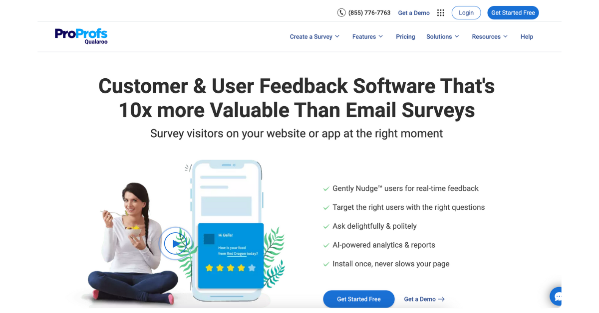 Qualaroo AI-driven website feedback widget for conversion optimization and user insights