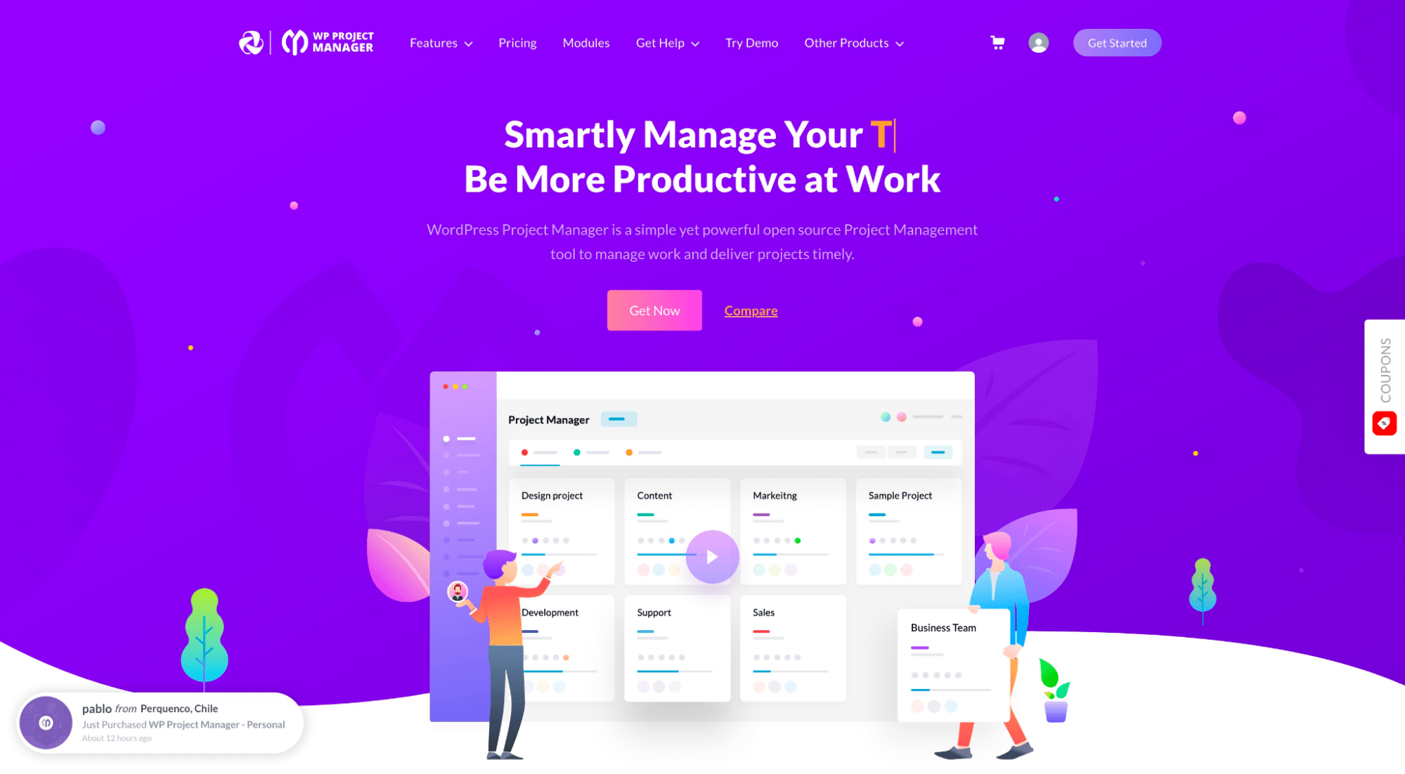 WP Project Manager homapage