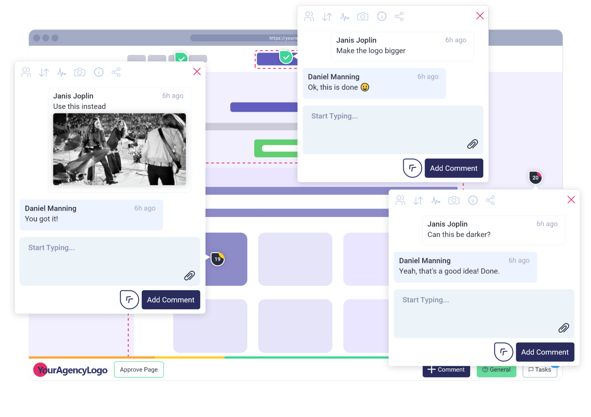 ad proofing visual feedback example and resolving comments on Atarim