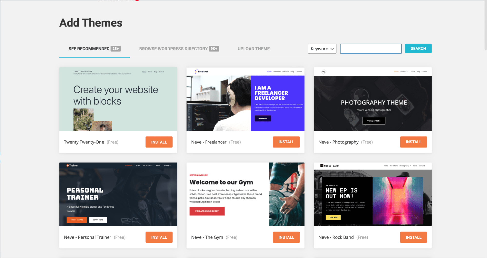 adding themes in wordpress