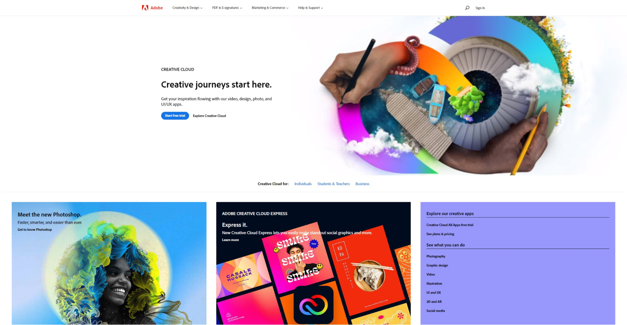 adobe creative cloud homepage