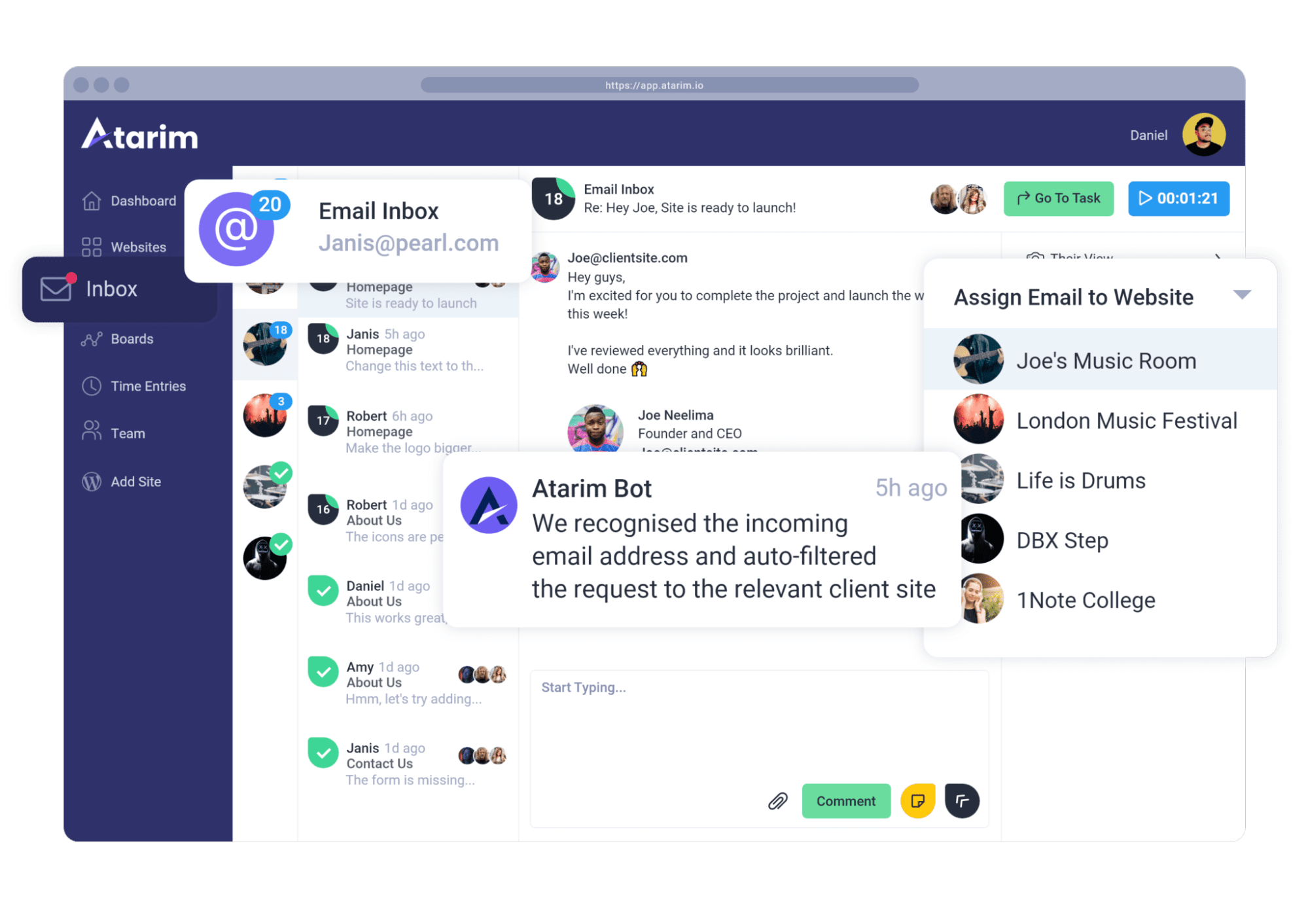 atarim inbox example