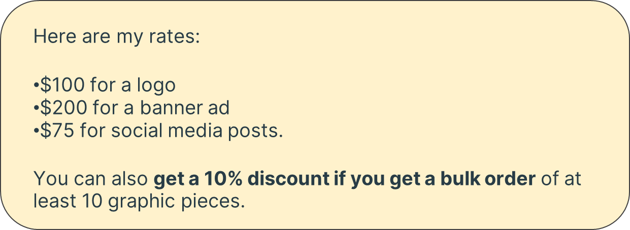 bad presentation of pricing