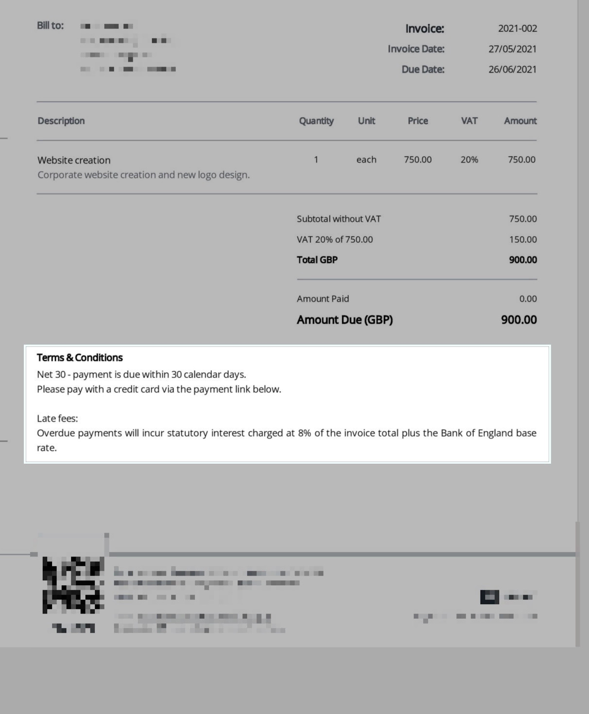 late fee policy in invoice