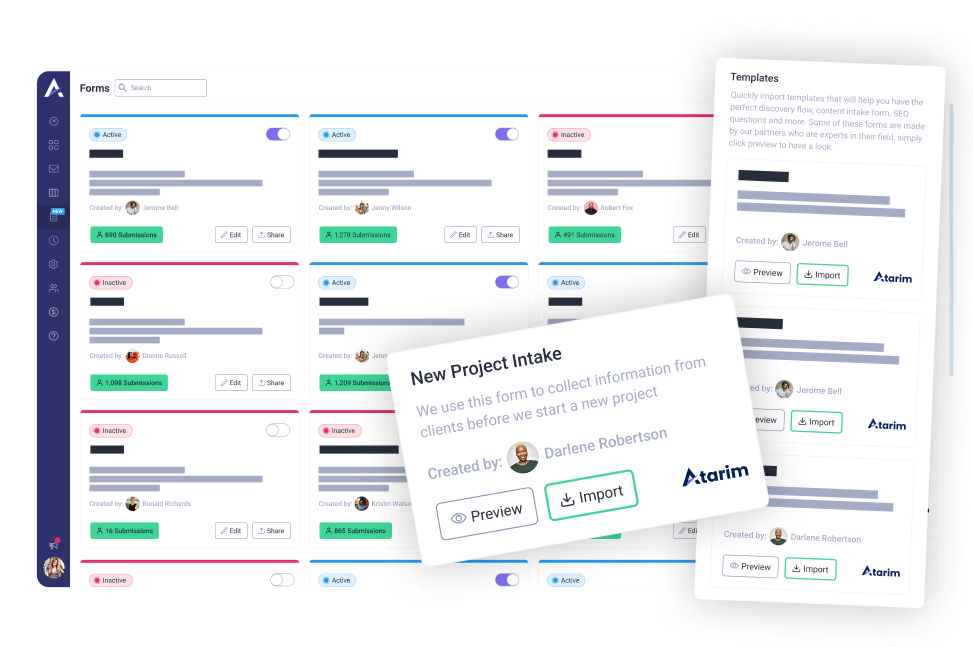 use form templates Atarim