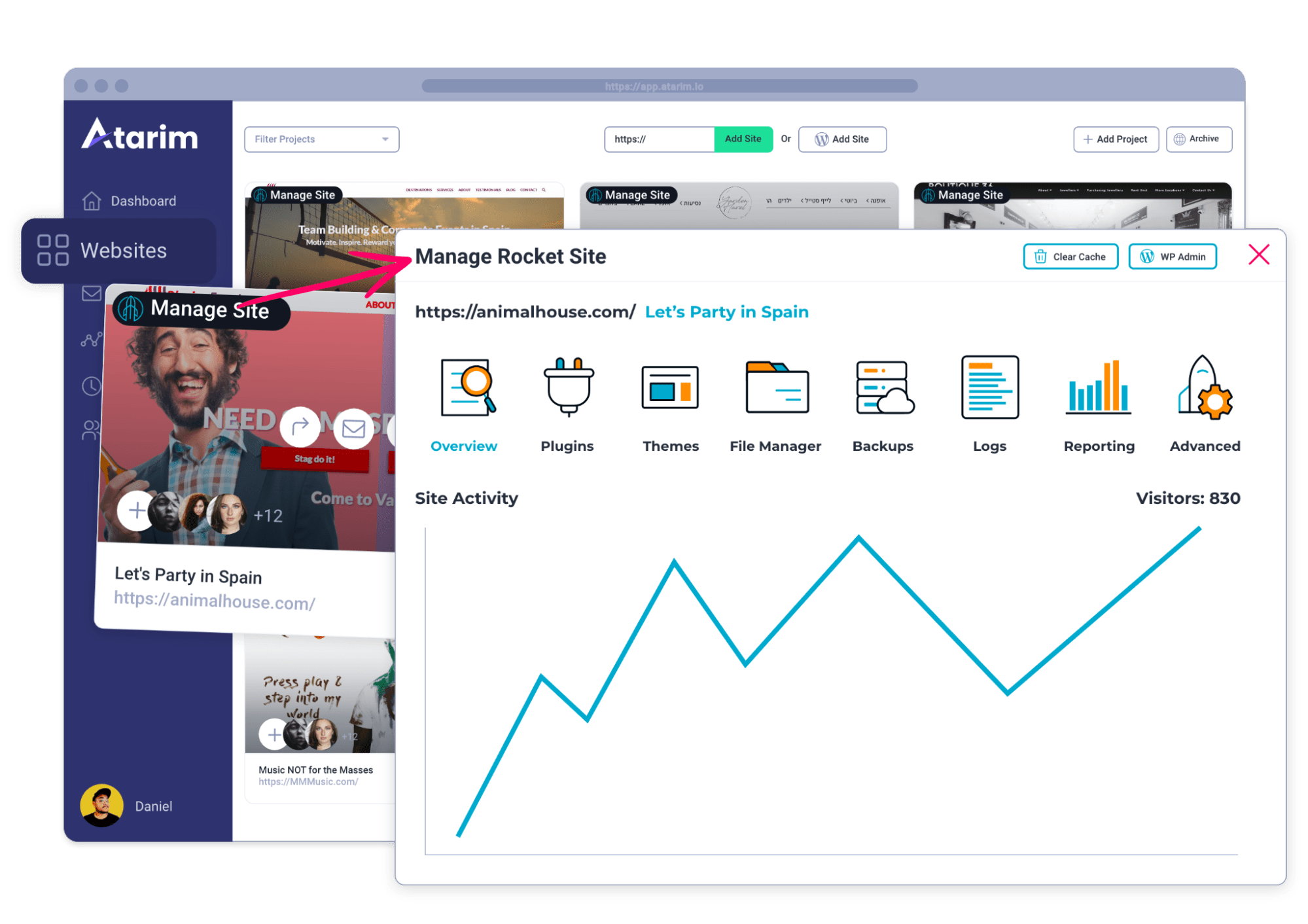 manage rocket net site straight from atarim