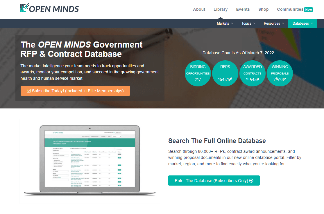 openminds homepage for rfp