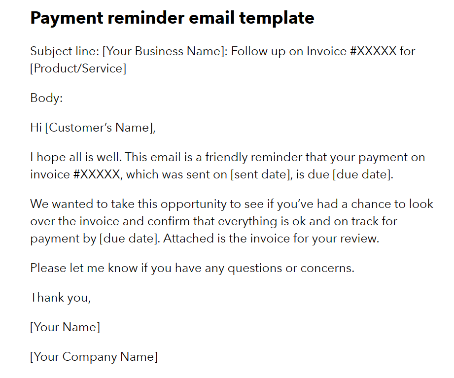payment reminder email template