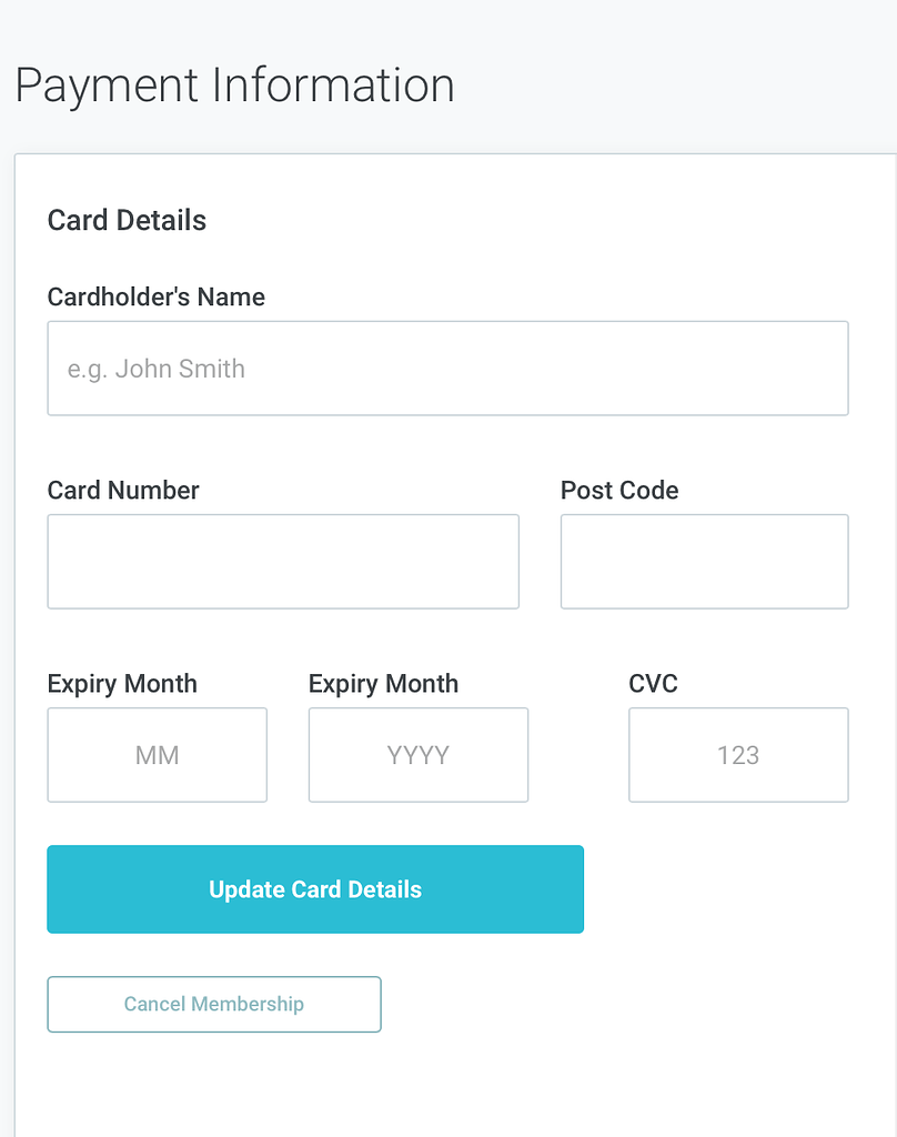 store clients credit card