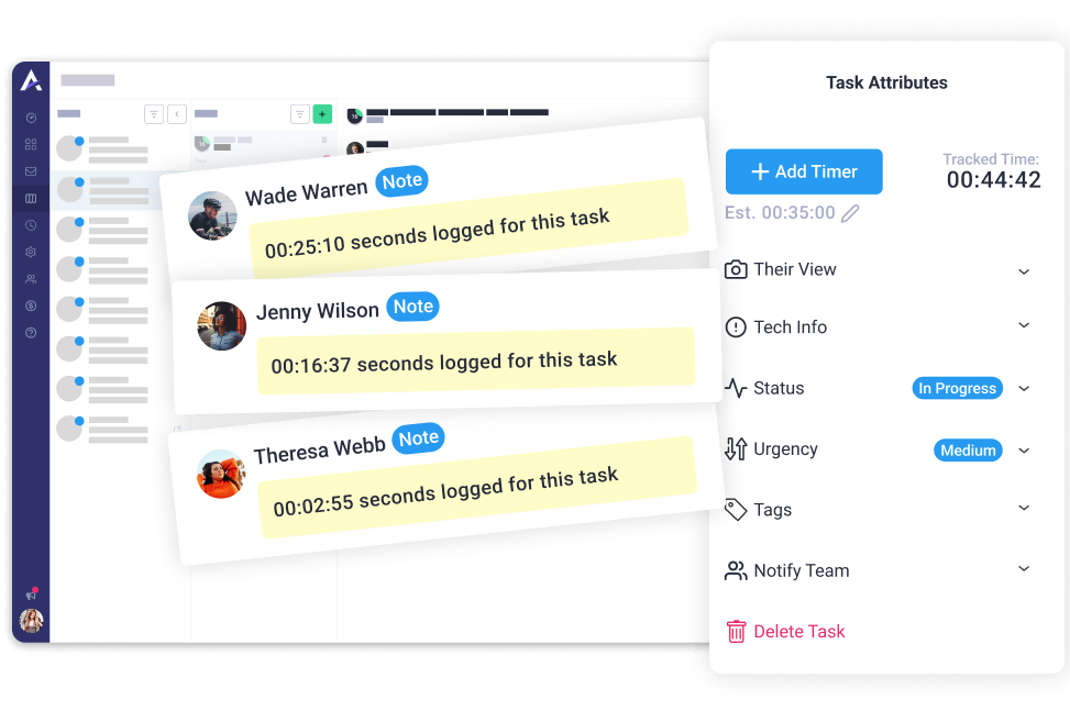 tracking time for each team member Atarim