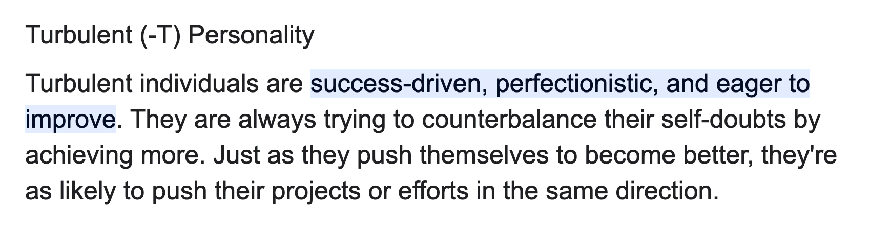 turbulent personality type