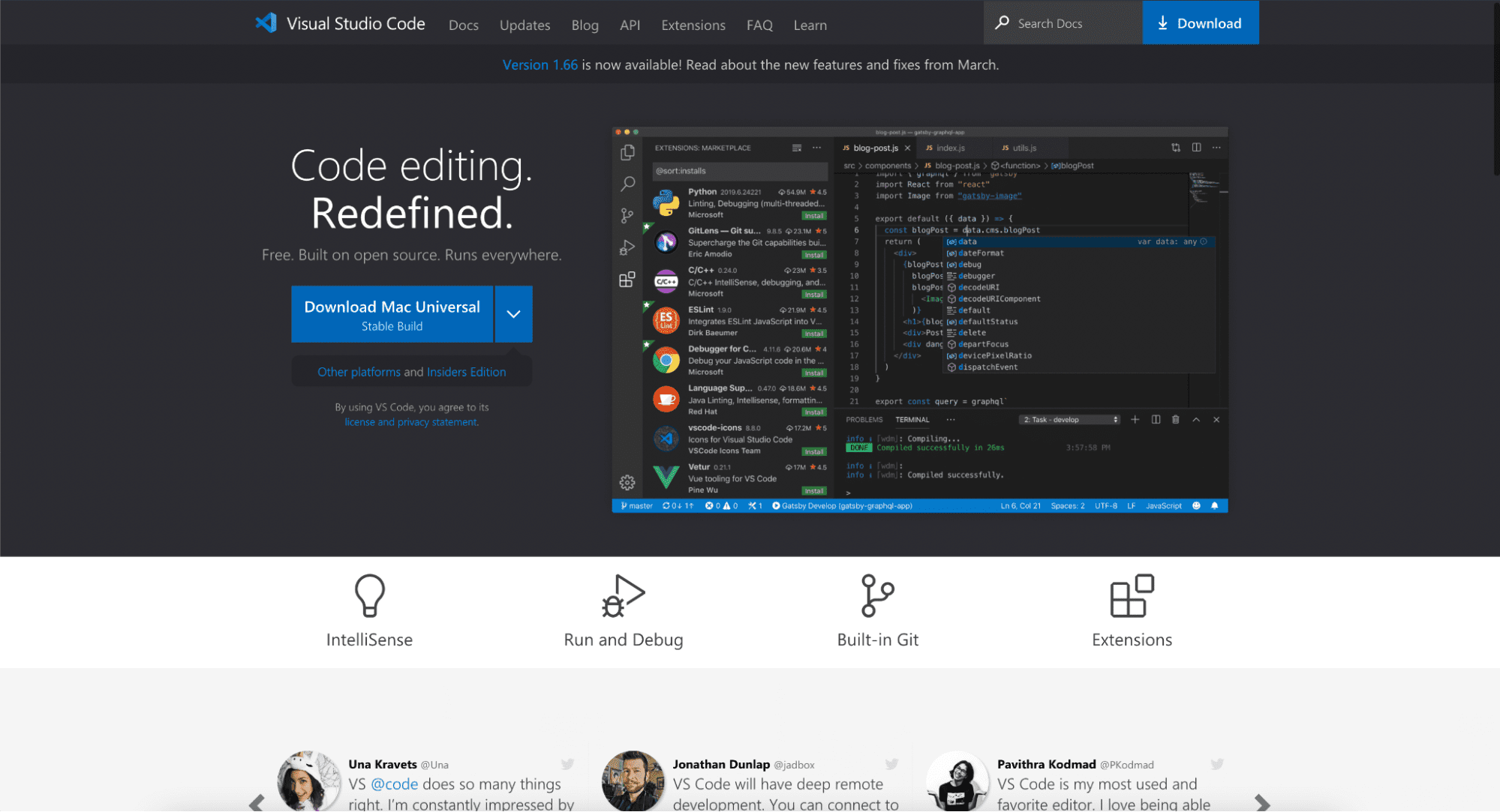 visual studio code homepage